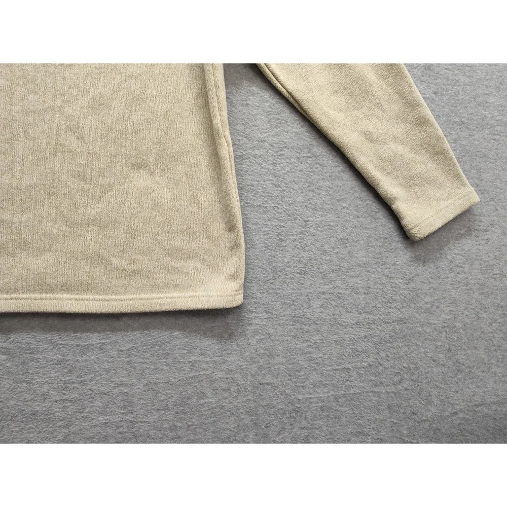 IZOD Men‎ Sweater L Tan Heather Therma Soft Fleece 1/4 Zip High Neck Pullover